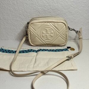 TORY BURCH  Perry Bombe Mini Puffy Logo Crossbody Bag - Cream